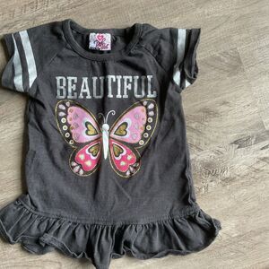 Real You Short Sleeve T Shirt 4T "Beautiful" Butterfly Gray